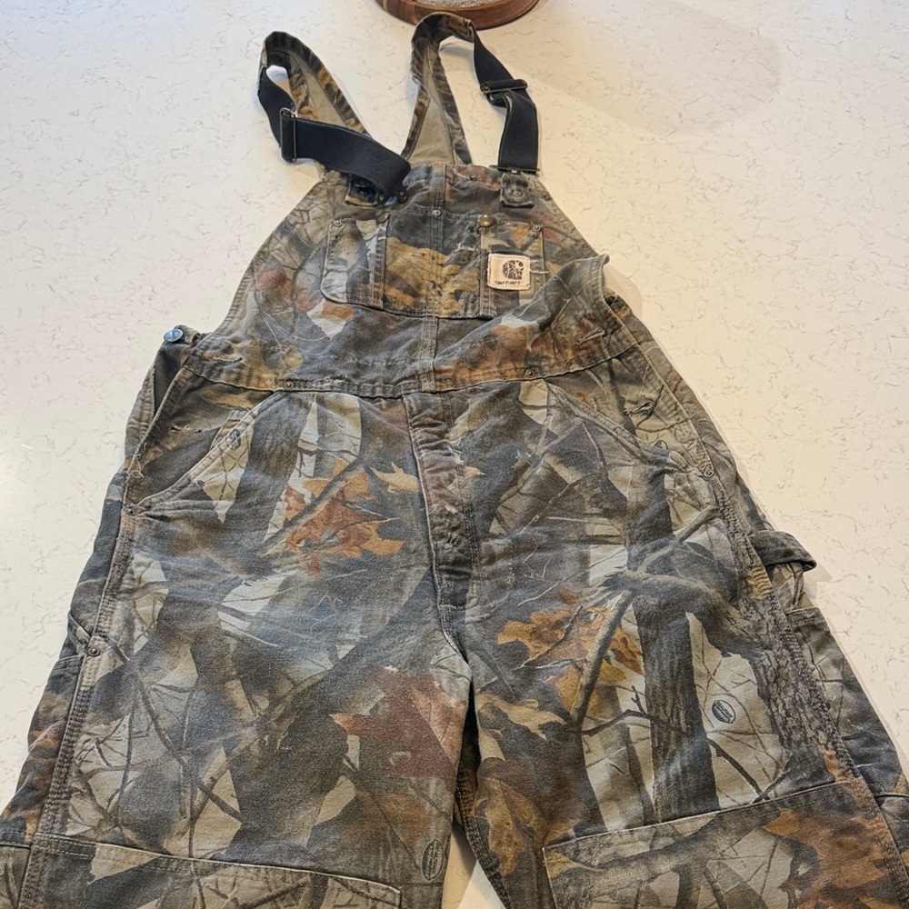 Vintage Real Tree Camo Quilt Lined Overalls 34x34
